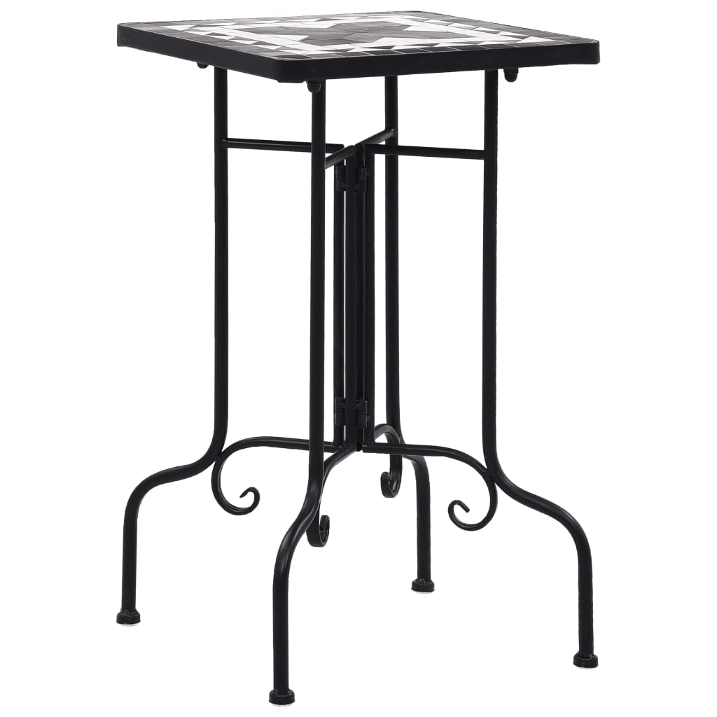 Mosaic Side Table Black and White Ceramic - Design Hut