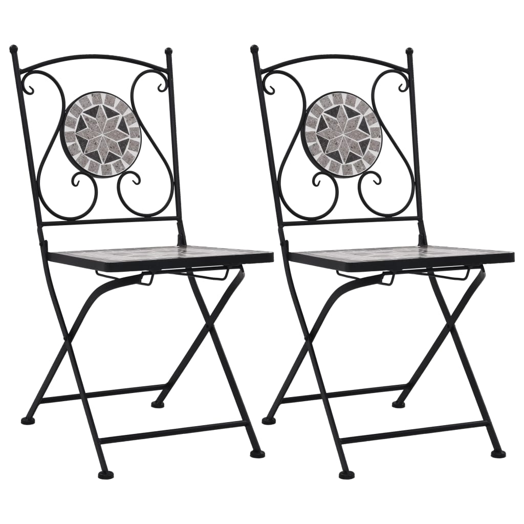 Mosaic Bistro Chairs 2 pcs Grey - Decor Base