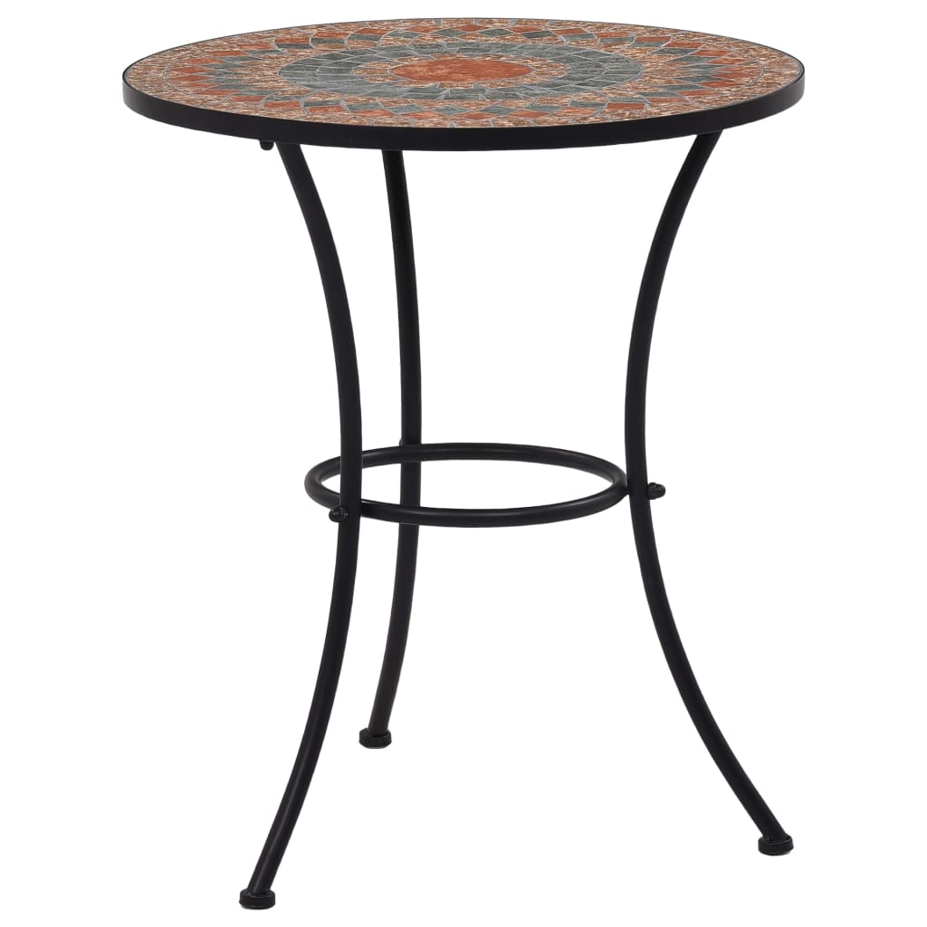 Mosaic Bistro Table Orange/Grey 60cm Ceramic - Unbeatable Bargains