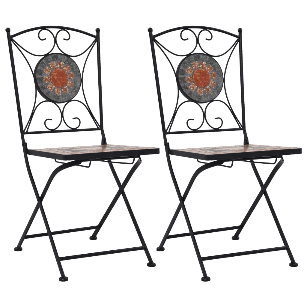 Mosaic Bistro Chairs 2 pcs Orange/Grey - Discount Dealers