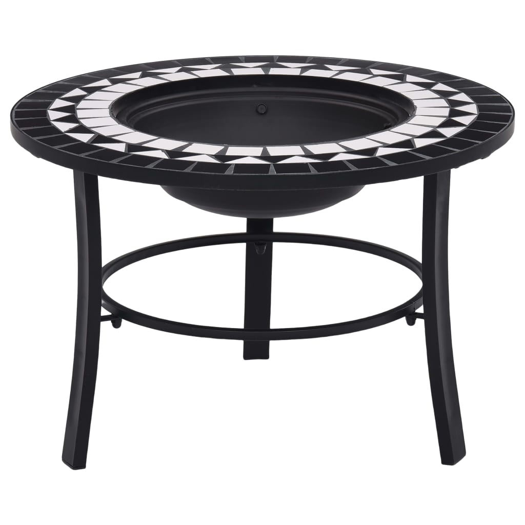 Mosaic Fire Pit Black and White 68cm Ceramic - Brittle & Co