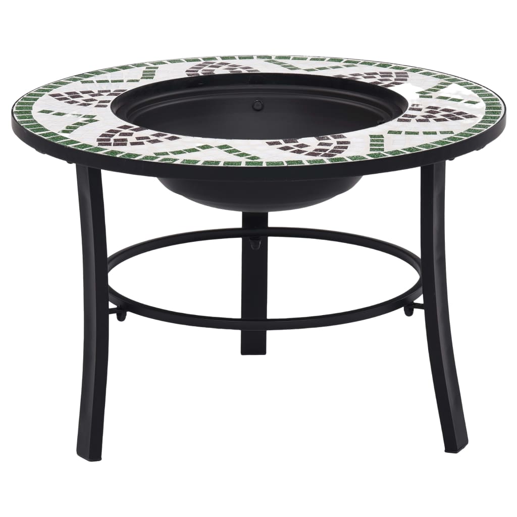 Mosaic Fire Pit Green 68cm Ceramic - Merlin Deals