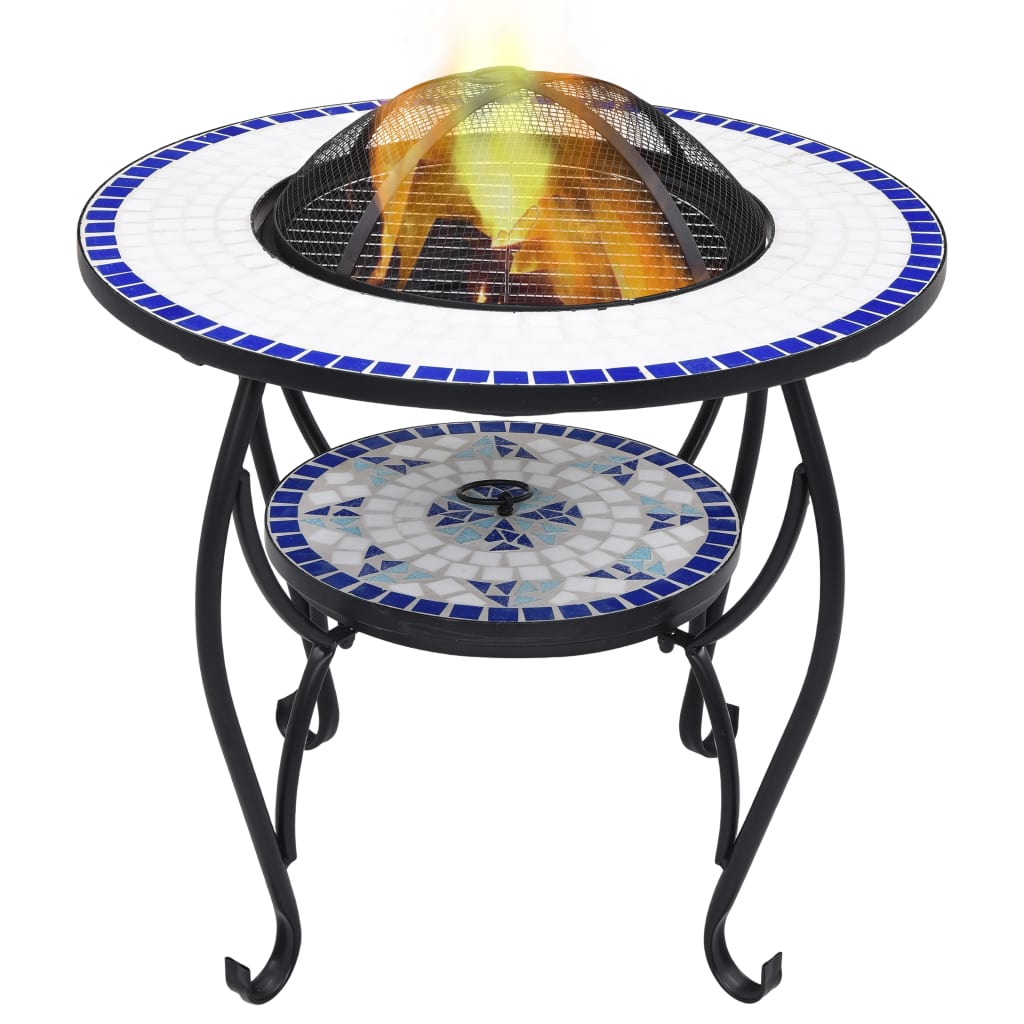 Mosaic Fire Pit Table Blue and White 68 cm Ceramic - Casper Homes
