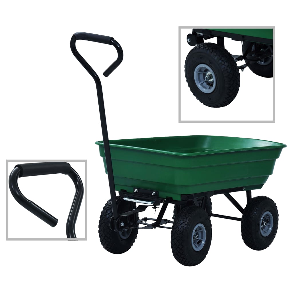 HOCOUR Garden Tipping Hand Cart 300 kg 75L - Green - Charlotte Dunes