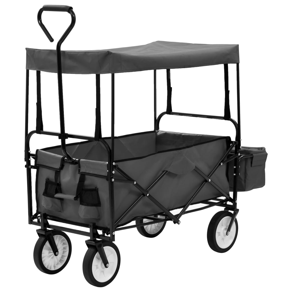 Folding Hand Trolley with Canopy Steel Grey - Sid & Sam