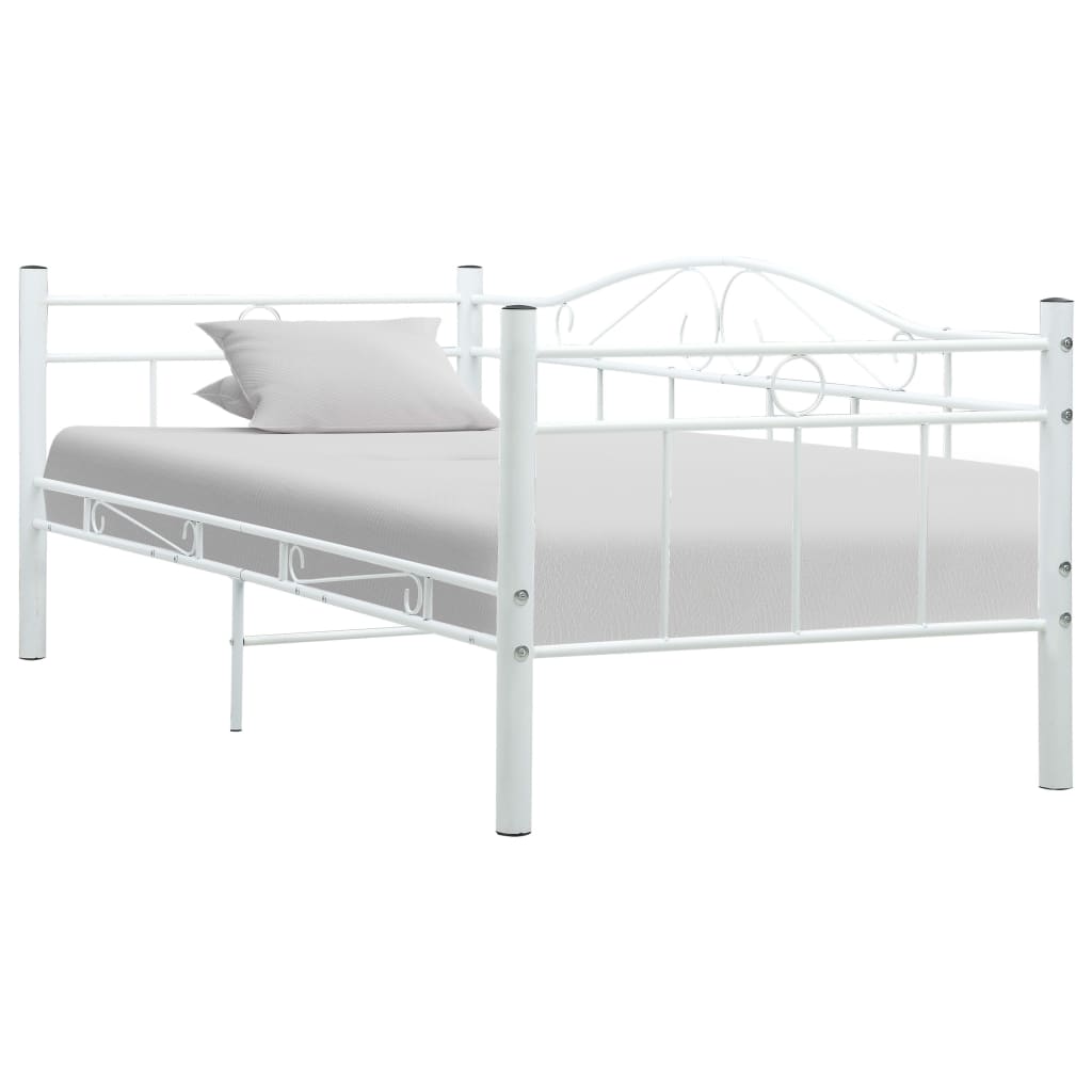 Bed Frame White Metal 90x200 cm - Direct Imports