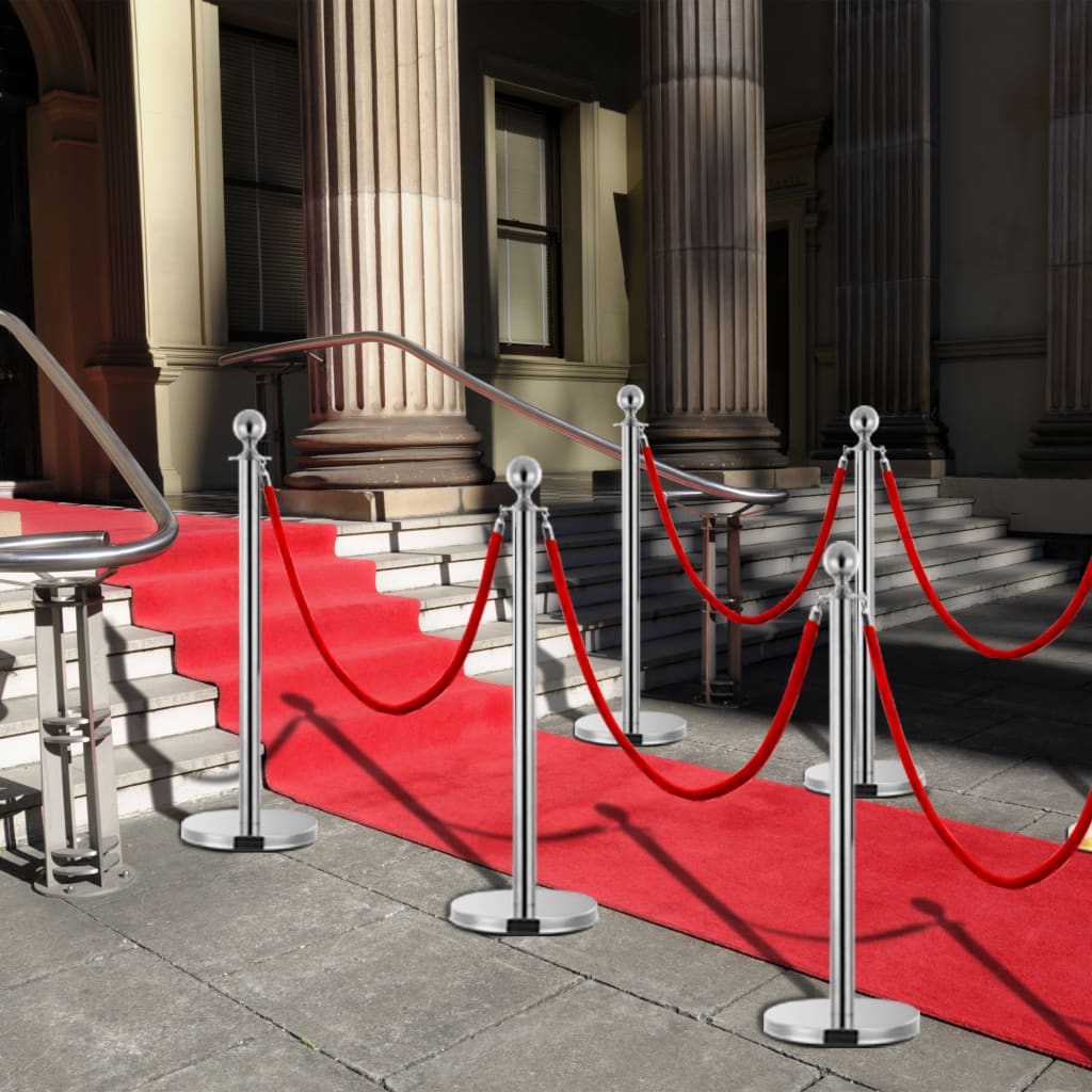 3 Piece VIP Queue Barrier Set Stainless Steel Silver - Direct Imports