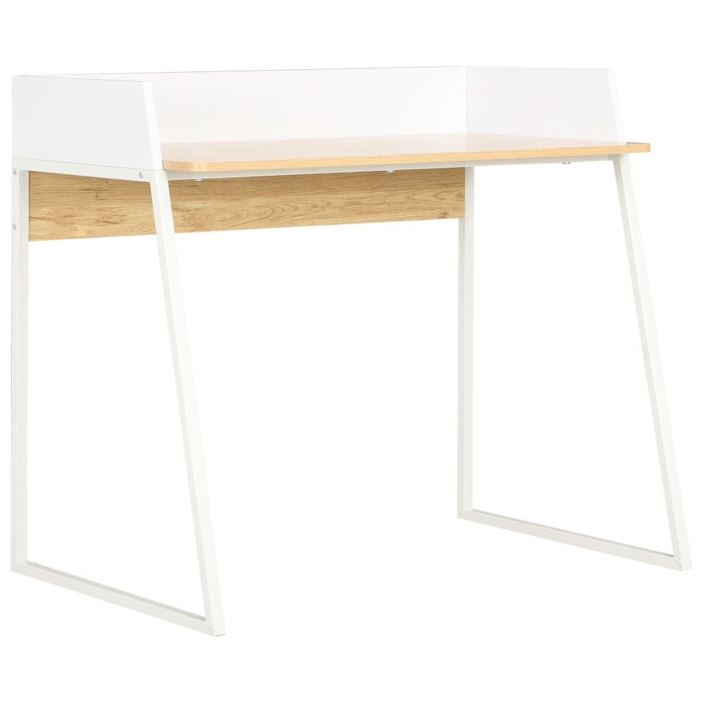 Desk White and Oak 90x60x88 cm - Merlin Deals