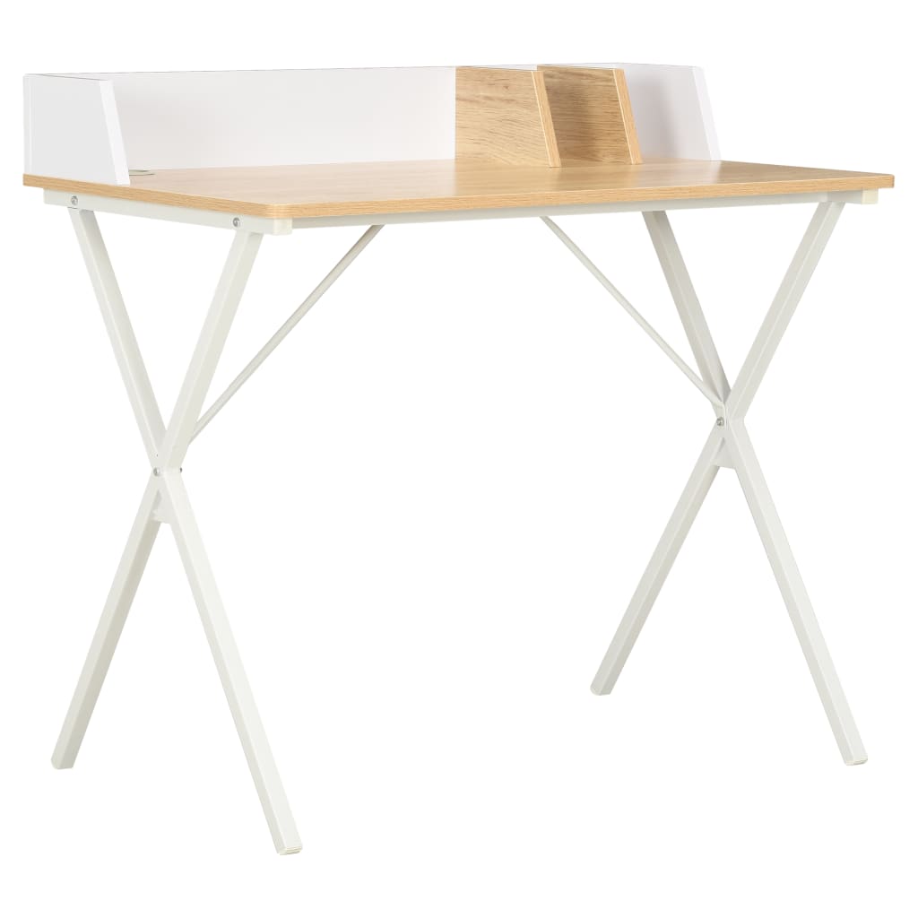 Desk White and Natural 80x50x84 cm - Merlin Deals