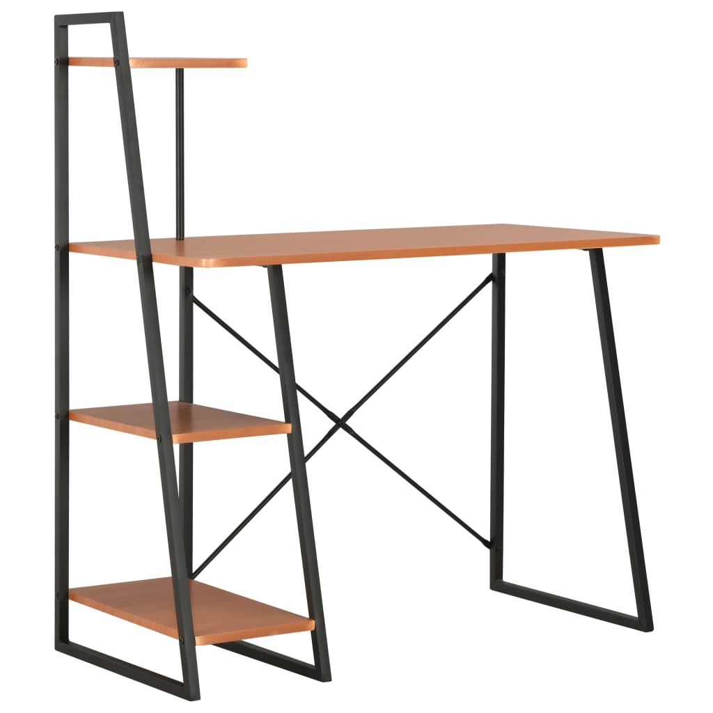 Desk with Shelving Unit Black and Brown 102x50x117 cm - Brittle & Co