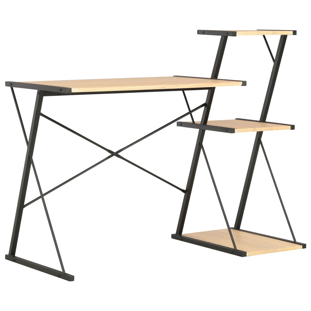 Desk with Shelf Black and Oak 116x50x93 cm - Design Hut