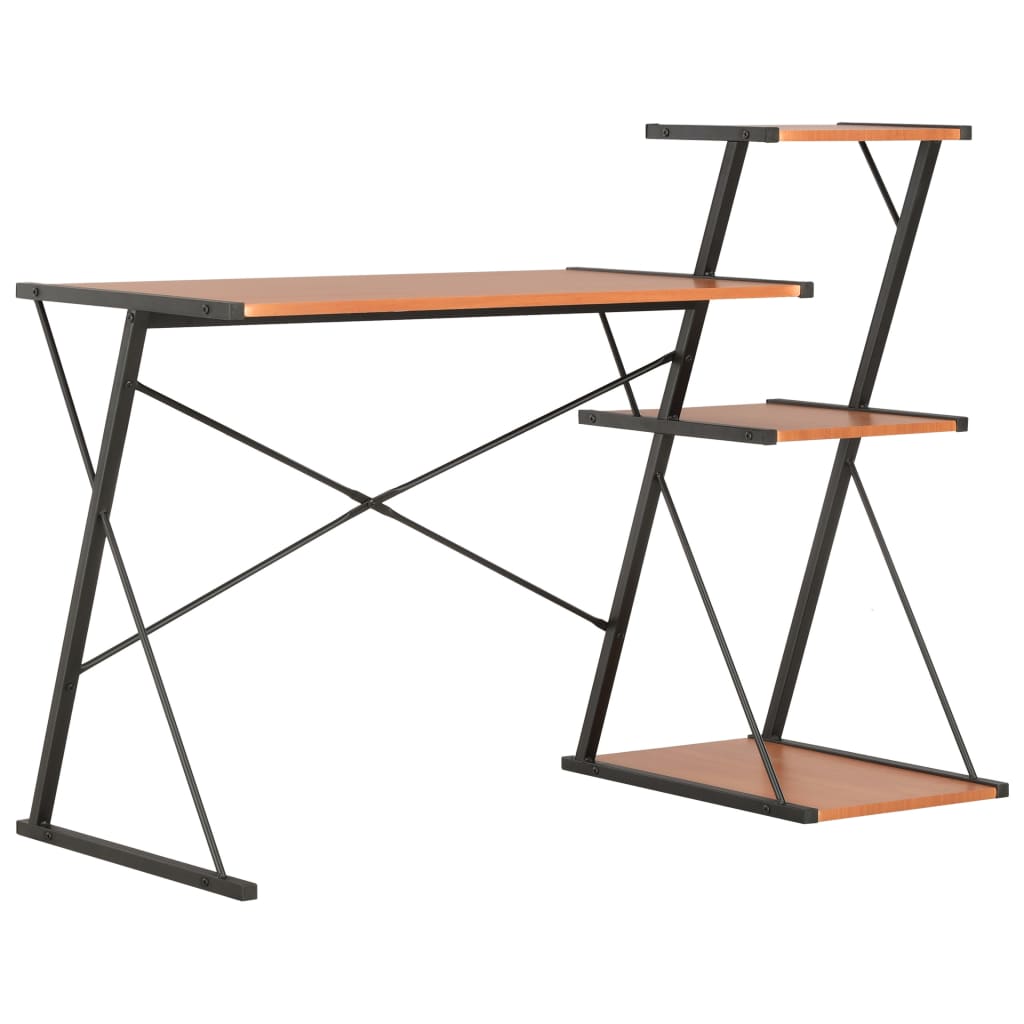 Desk with Shelf Black and Brown 116x50x93 cm - Merkel Designers