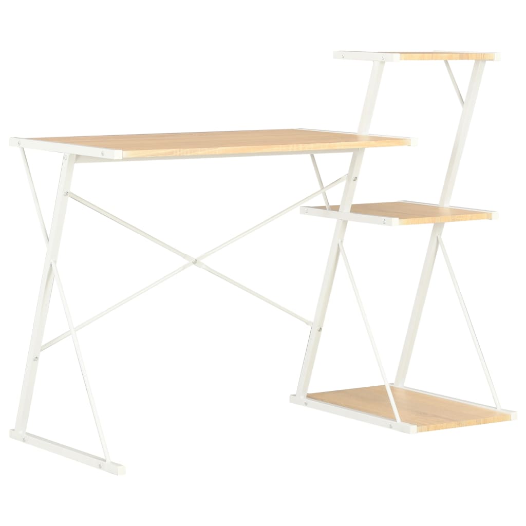 Desk with Shelf White and Oak 116x50x93 cm - Brittle & Co