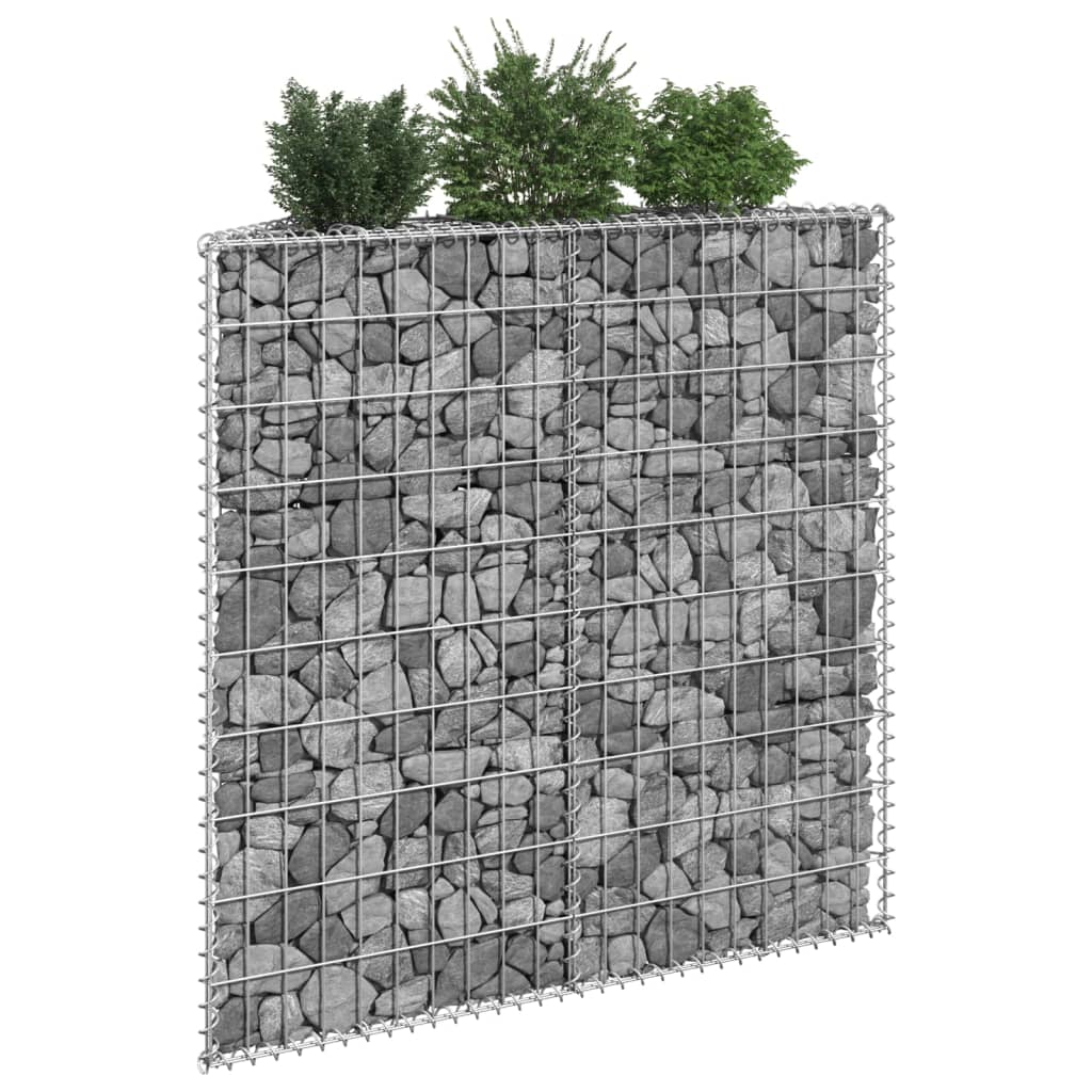 Trapezium Gabion Raised Bed Galvanised Steel 100x20x100 cm - Decor Base