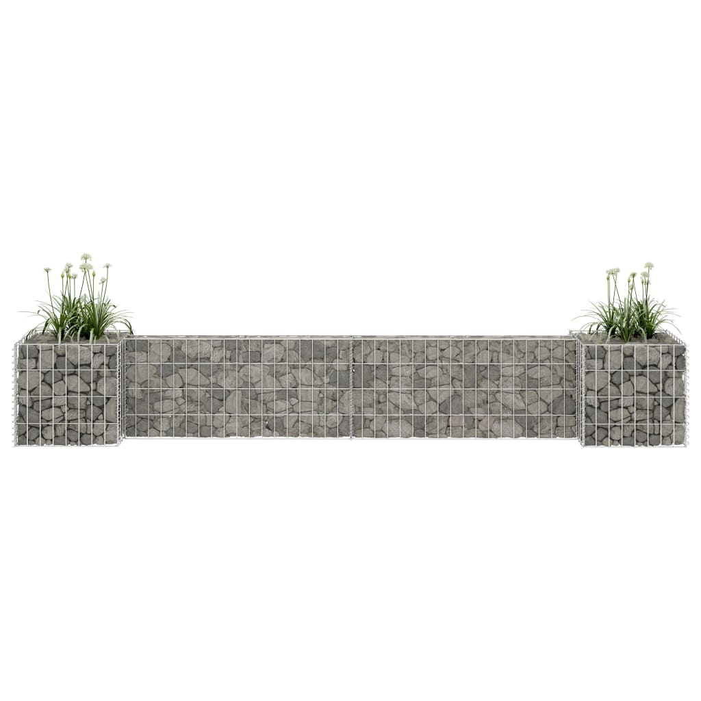H-Shaped Gabion Planter Steel Wire 260x40x40 cm - Decor Base