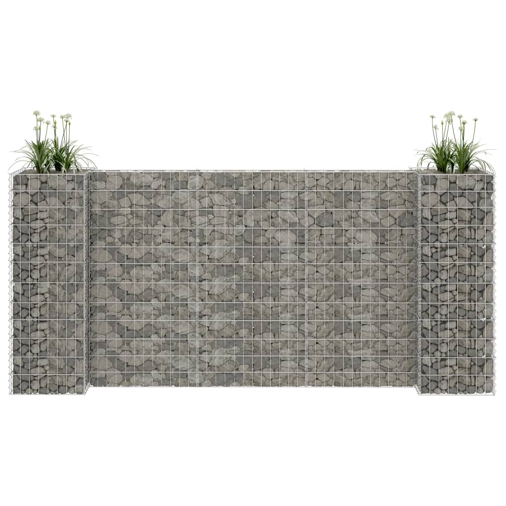 H-Shaped Gabion Planter Steel Wire 260x40x120 cm - R and M Furniture