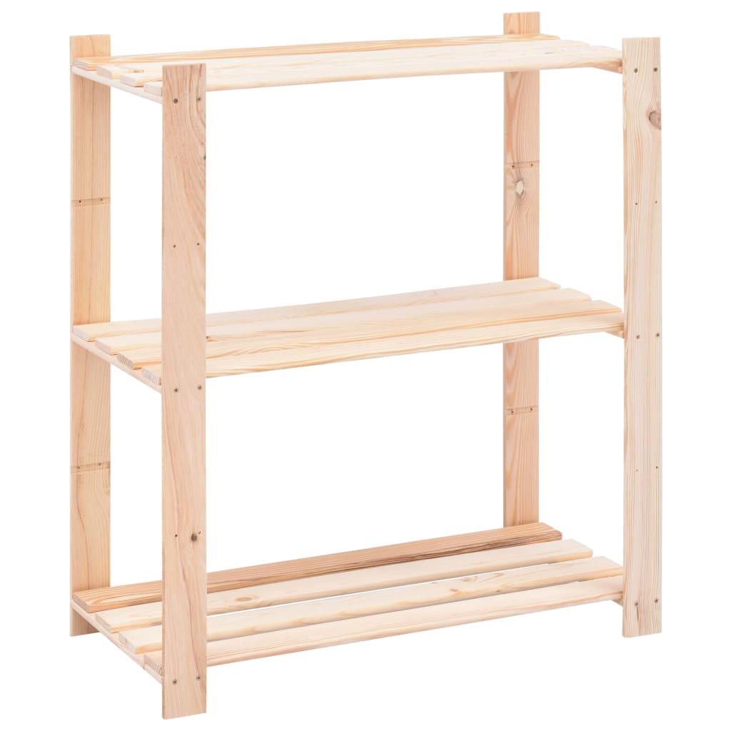 3-Tier Storage Rack 80x38x90 cm Solid Pinewood 150 kg - Unbeatable Bargains