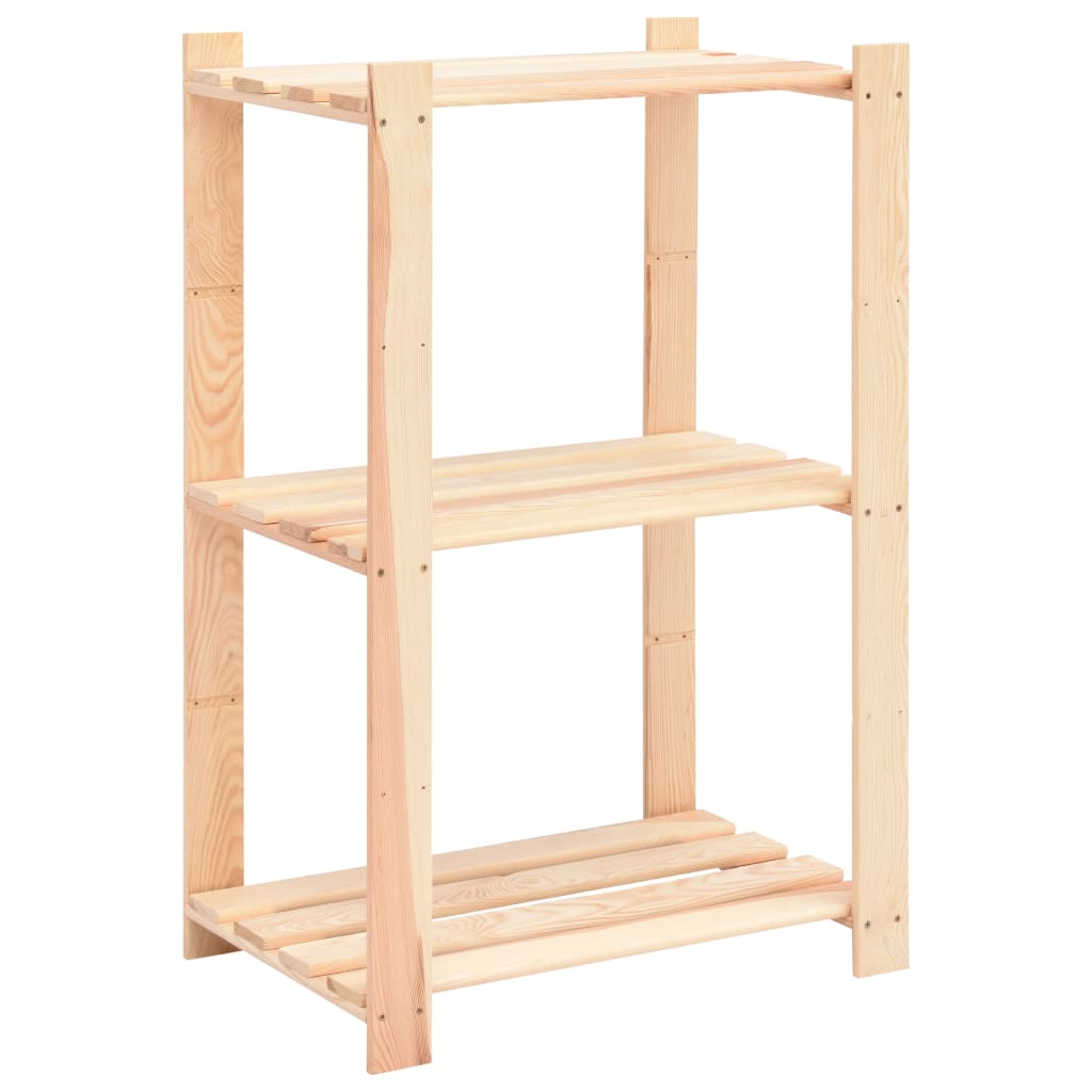 3-Tier Storage Rack 60x38x90 cm Solid Pinewood 150 kg - Decor Base