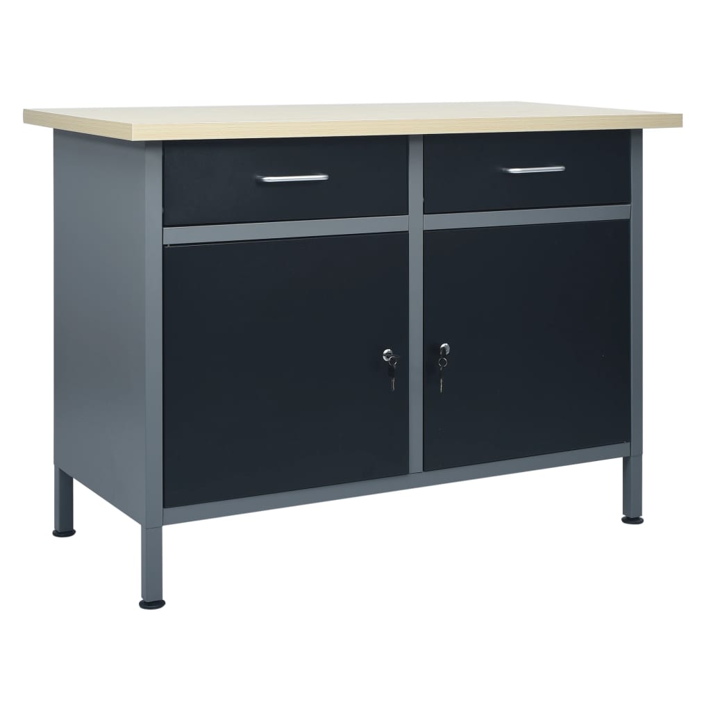 Workbench Black 120x60x85 cm Steel - All Things Good