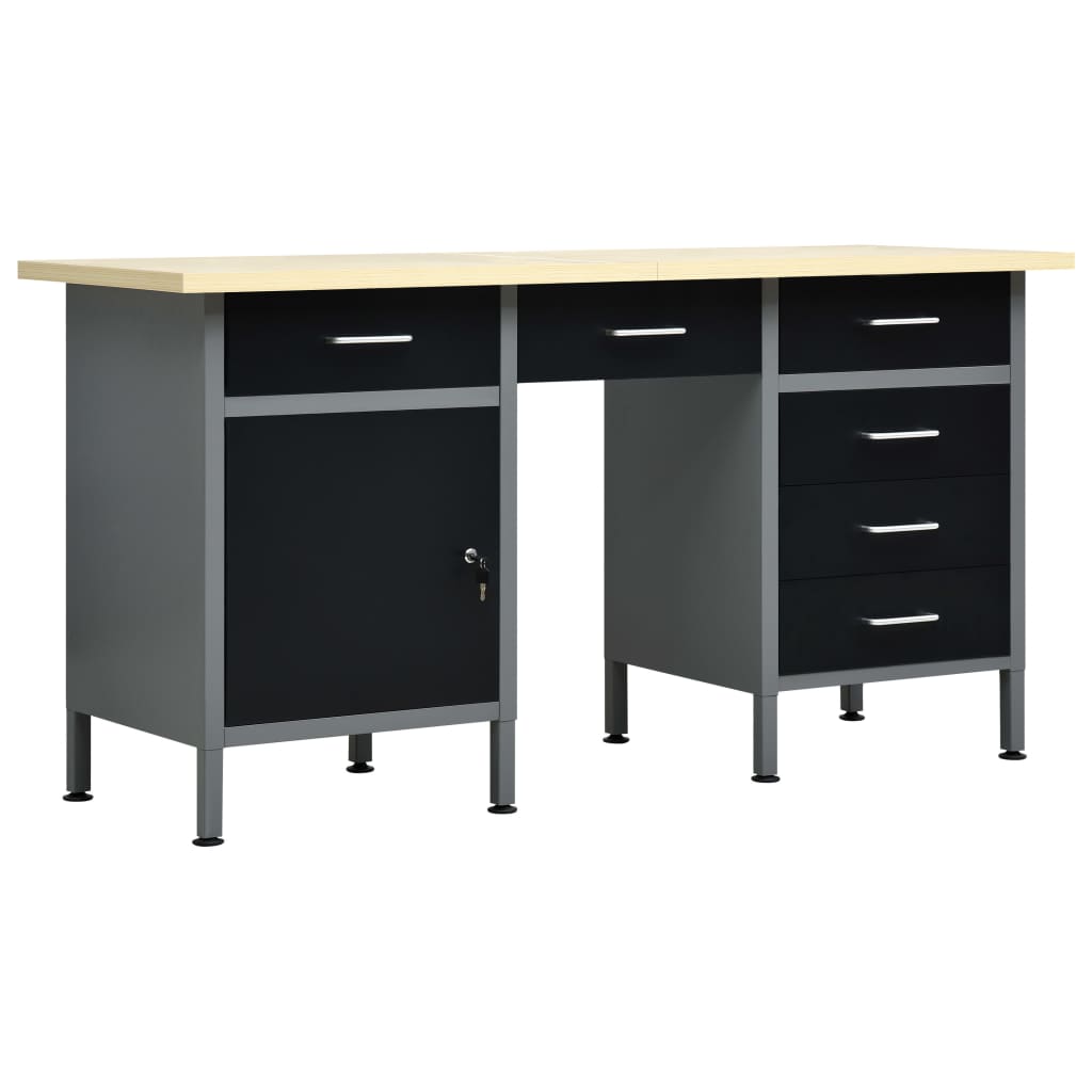 Workbench Black 160x60x85 cm Steel - Style and Chic