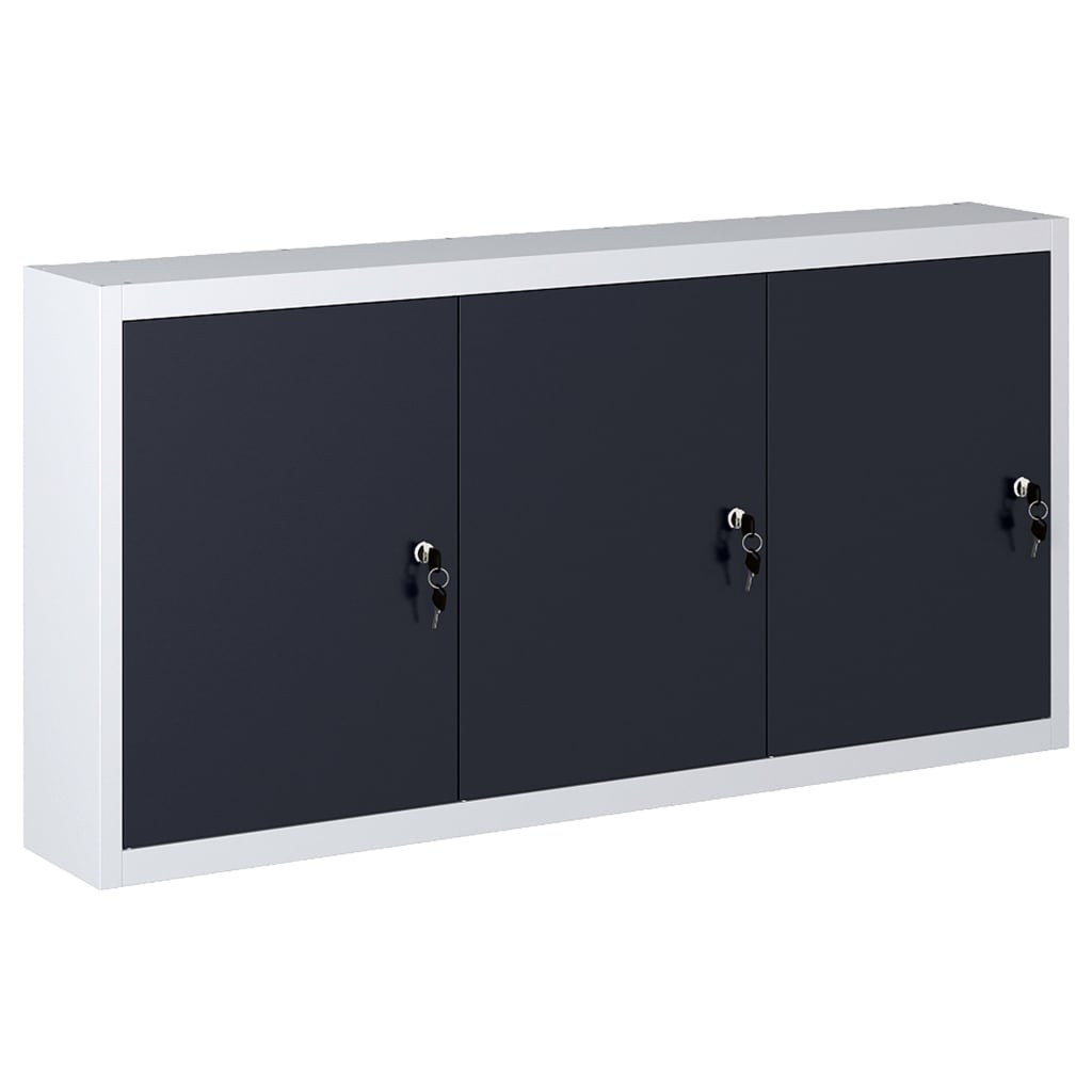 Wall Mounted Tool Cabinet Industrial Style Metal Grey and Black - Casper Homes