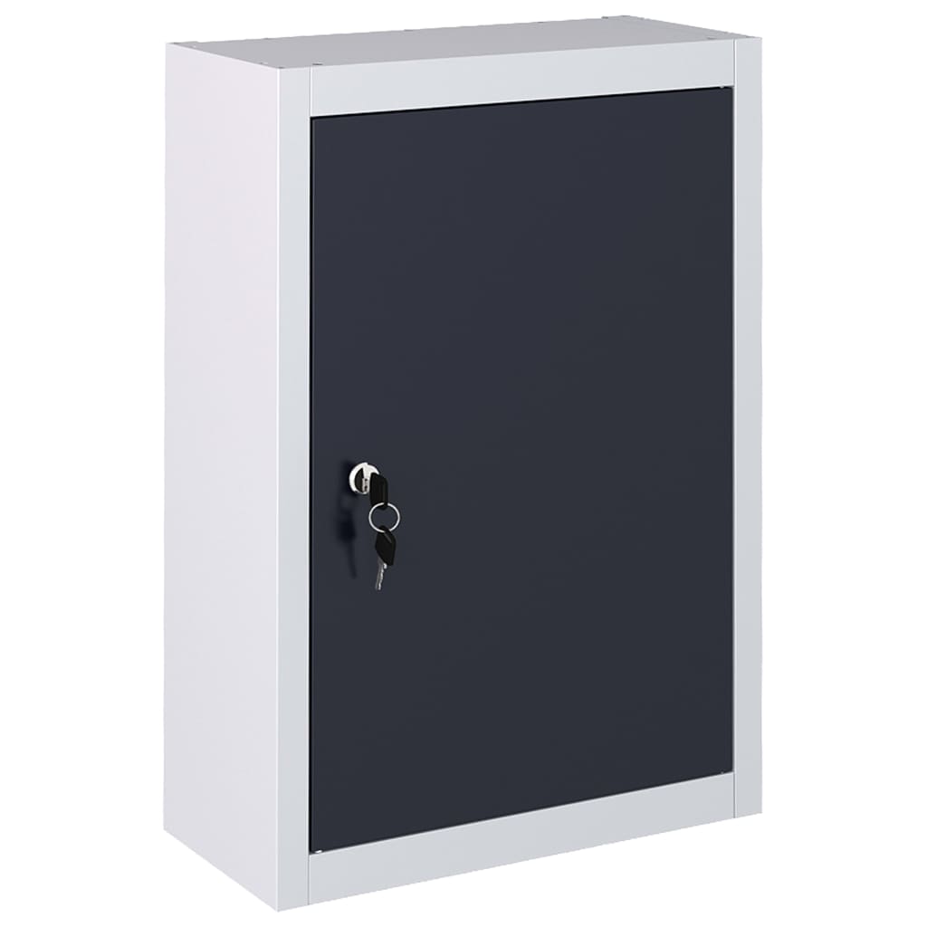 Wall Mounted Tool Cabinet Industrial Style Metal Grey and Black - Tyrell & Tyrell