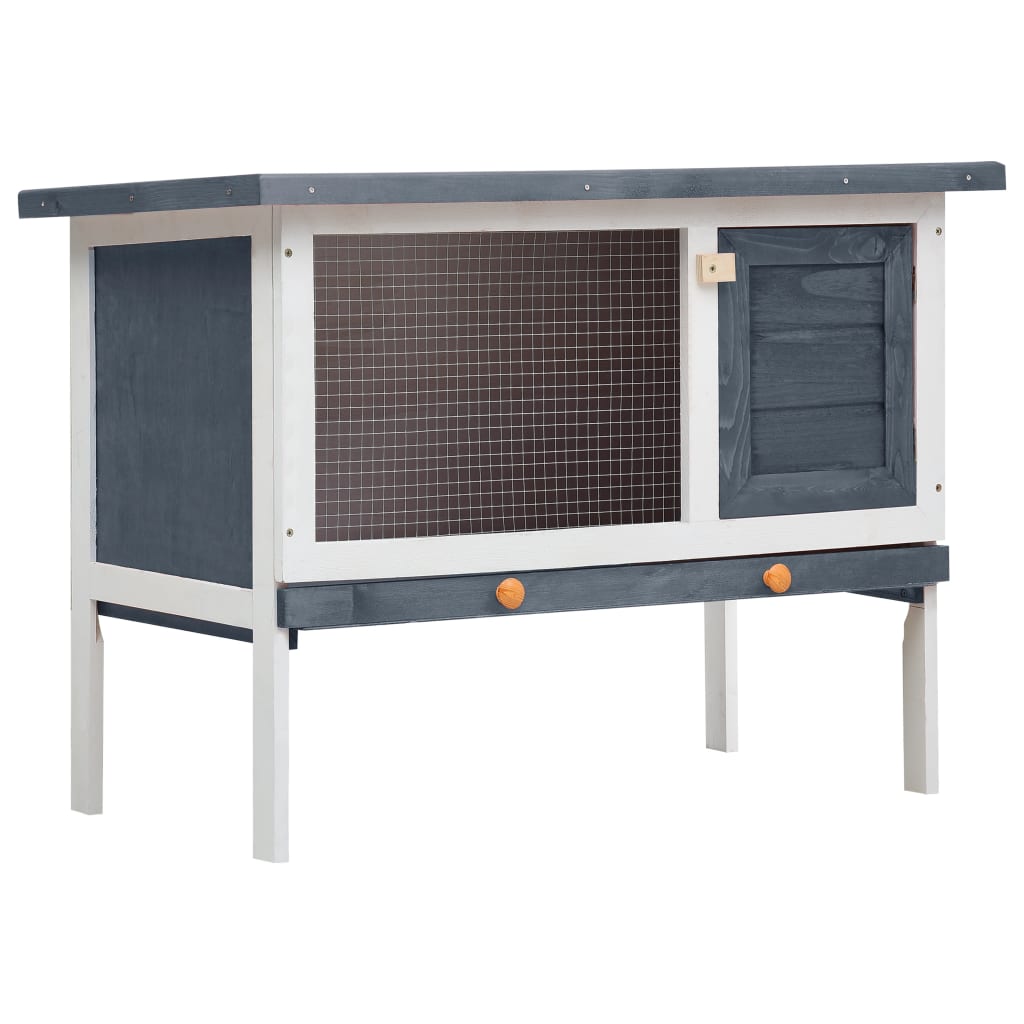 Outdoor Rabbit Hutch 1 Layer Grey Wood - Casper Homes