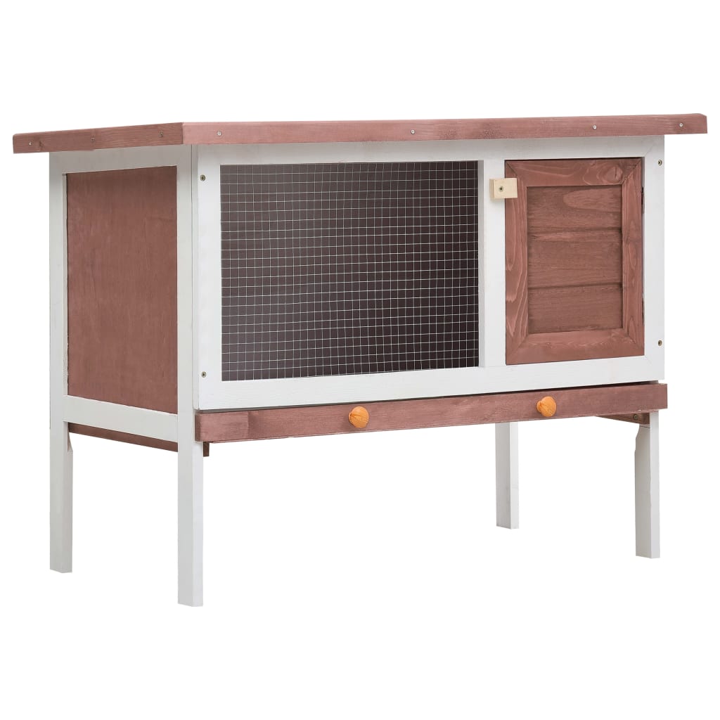 Outdoor Rabbit Hutch 1 Layer Brown Wood - All Things Good