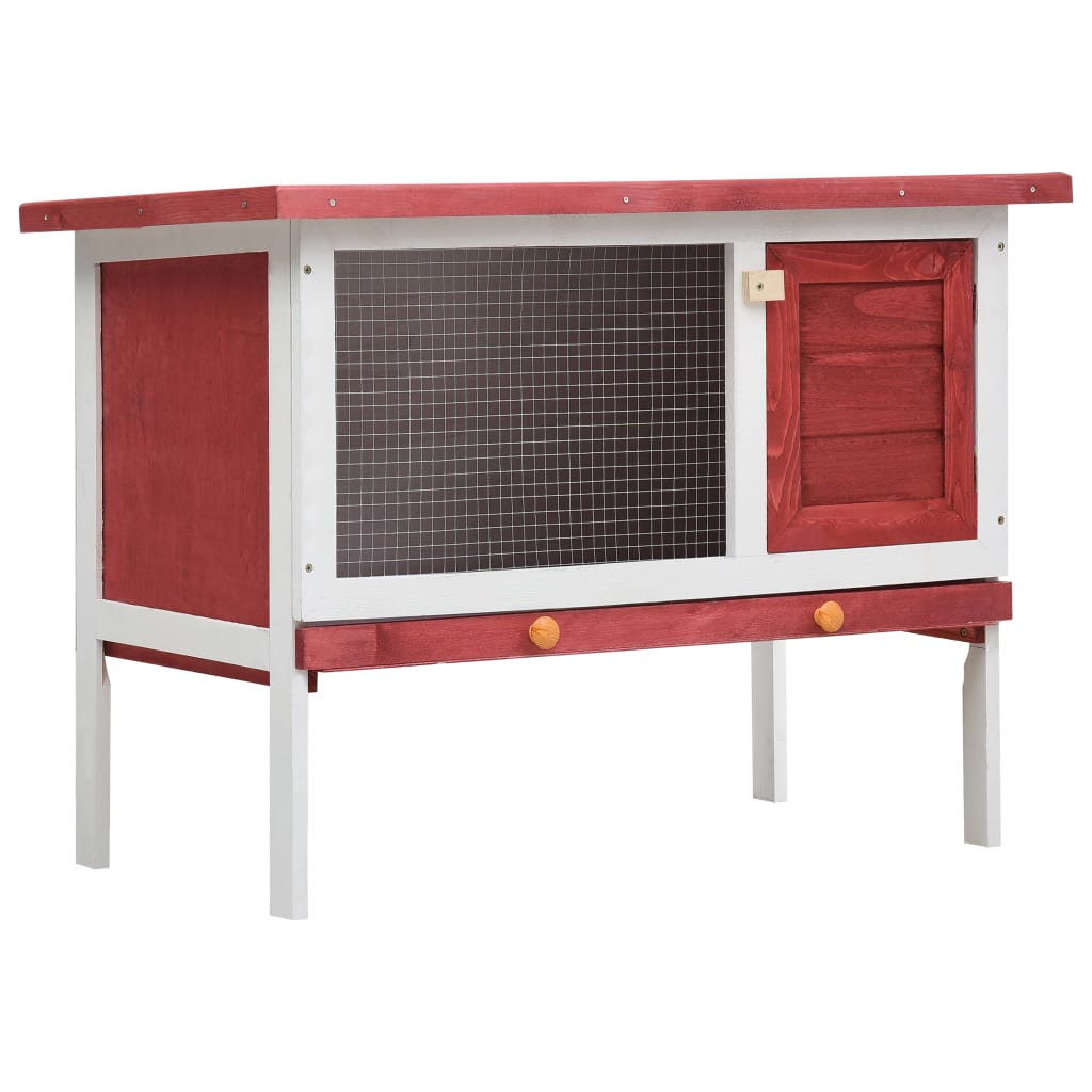Outdoor Rabbit Hutch 1 Layer Red Wood - The Home Maker