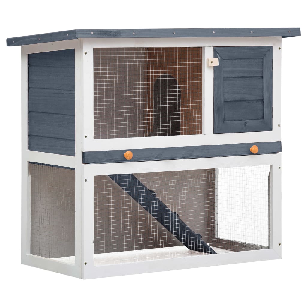 Outdoor Rabbit Hutch 1 Door Grey Wood - Sid & Sam