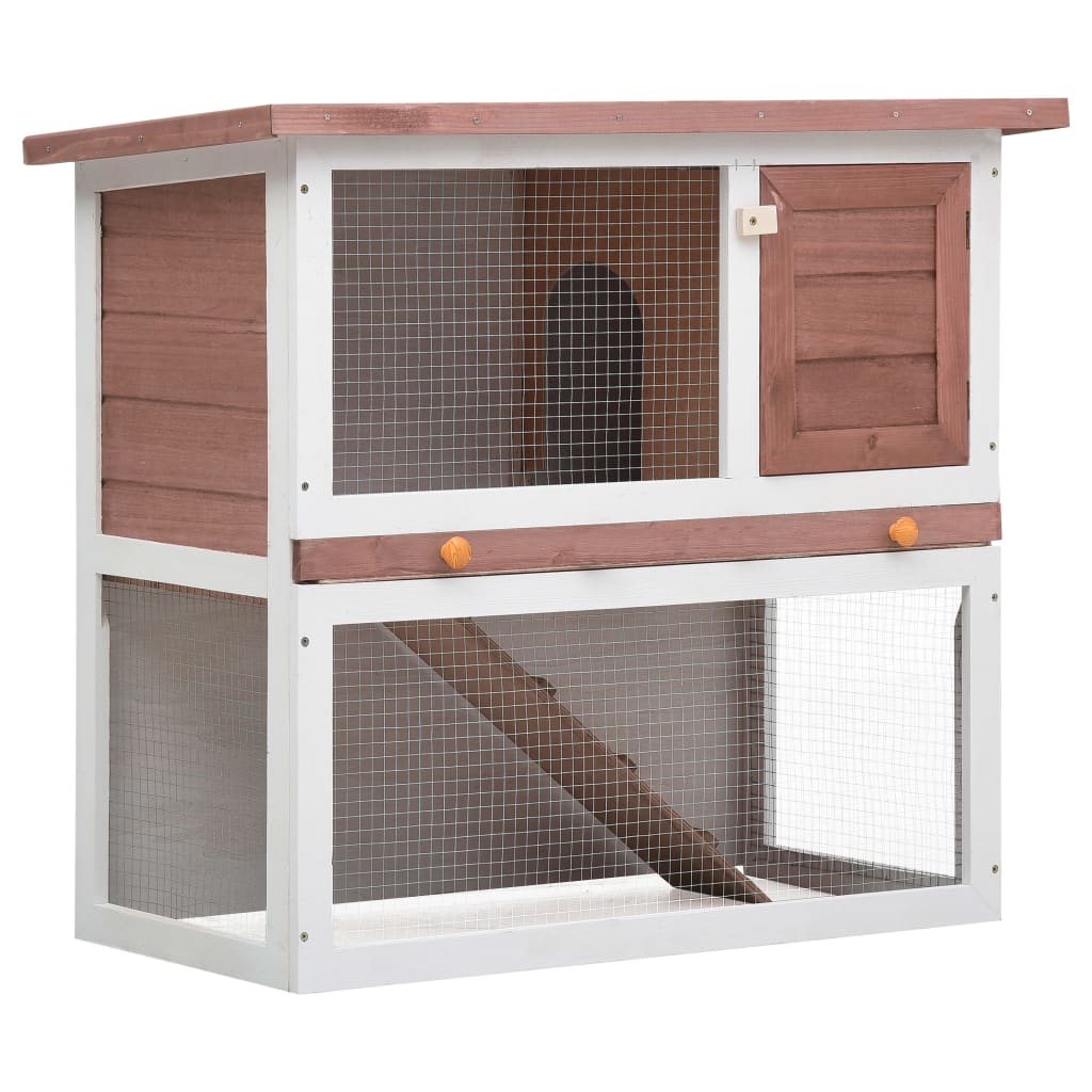 Outdoor Rabbit Hutch 1 Door Brown Wood - Charlotte Dunes