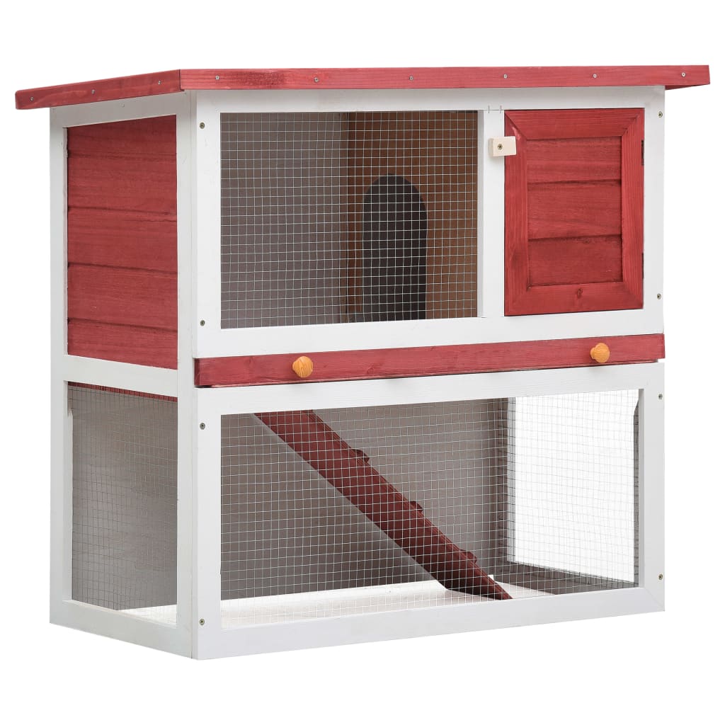 Outdoor Rabbit Hutch 1 Door Red Wood - Merkel Designers