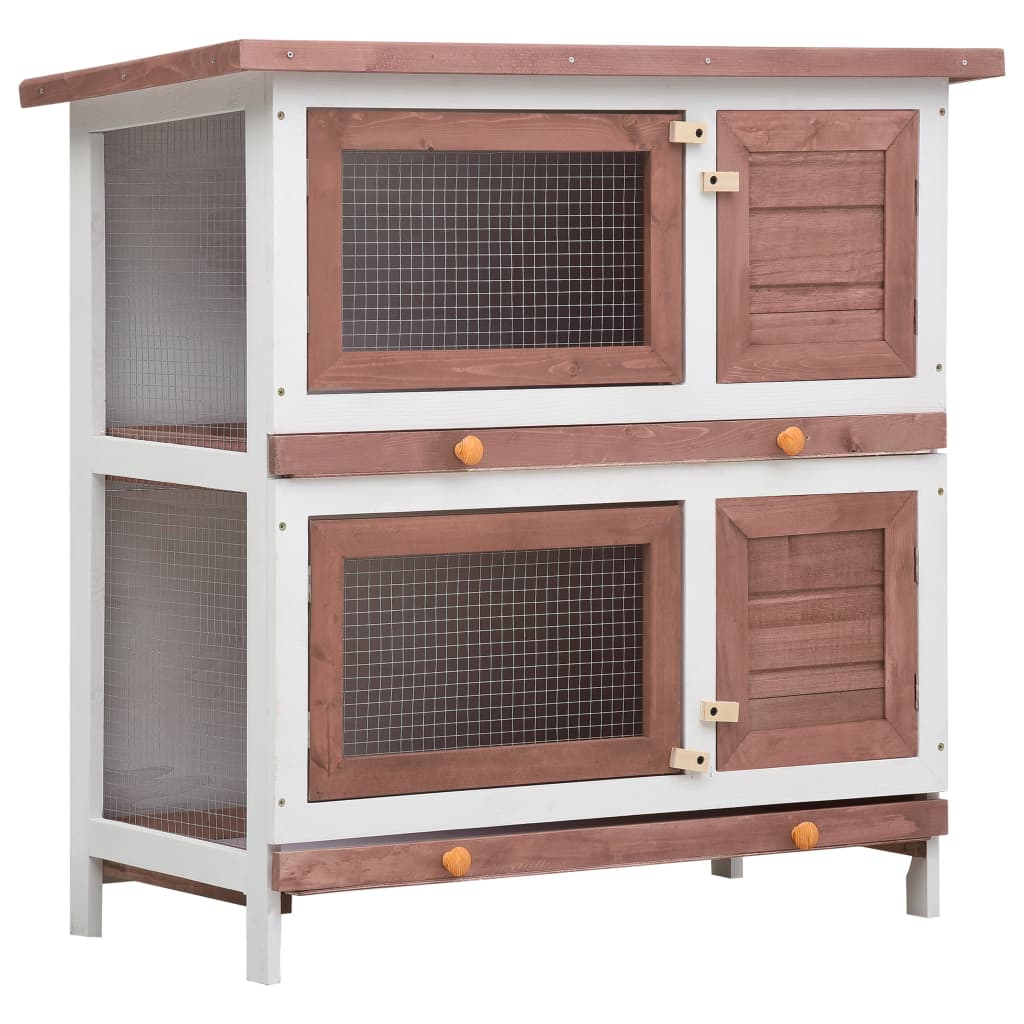 Outdoor Rabbit Hutch 4 Doors Brown Wood - Style and Chic