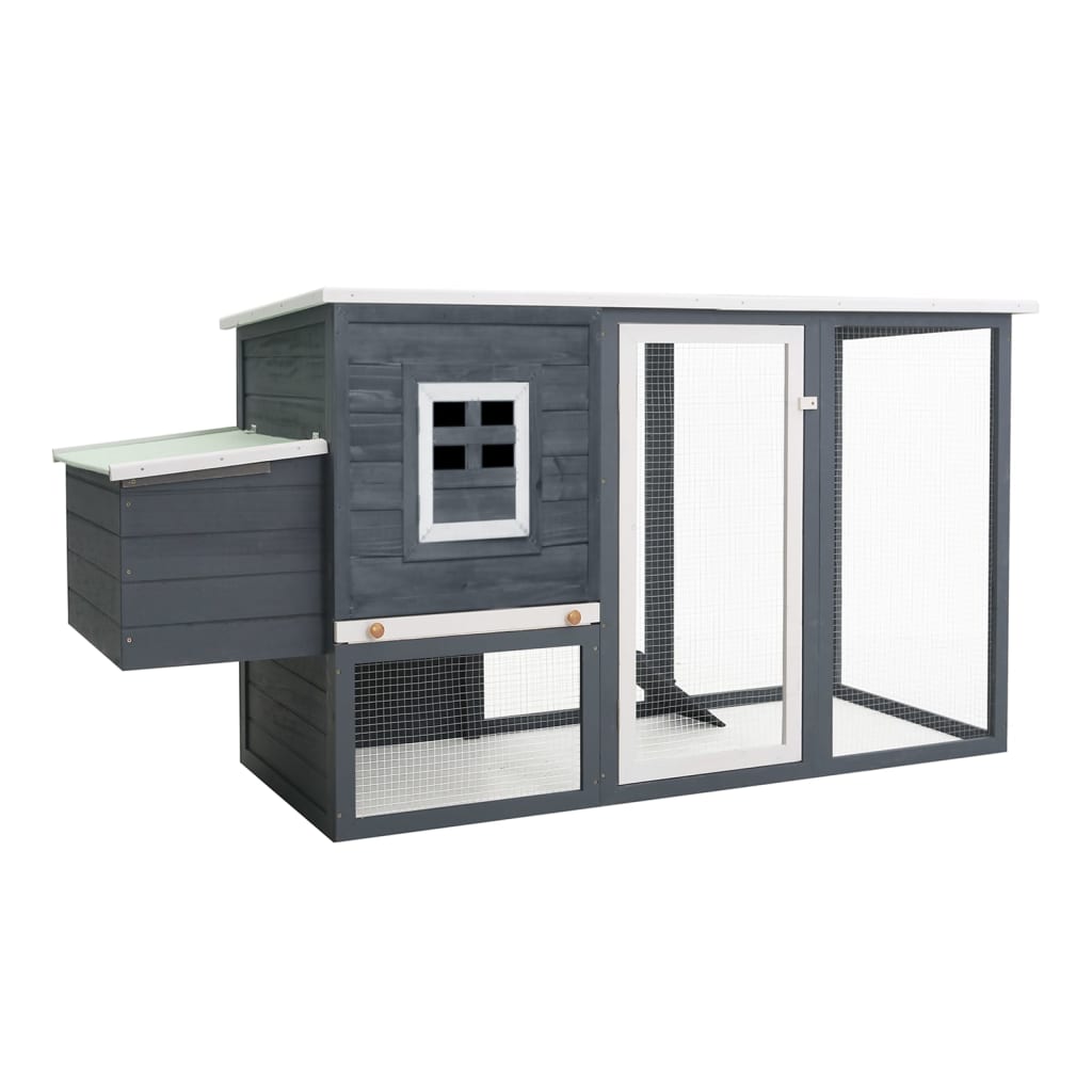 Outdoor Chicken Cage Hen House with 1 Egg Cage Grey Wood - Sid & Sam