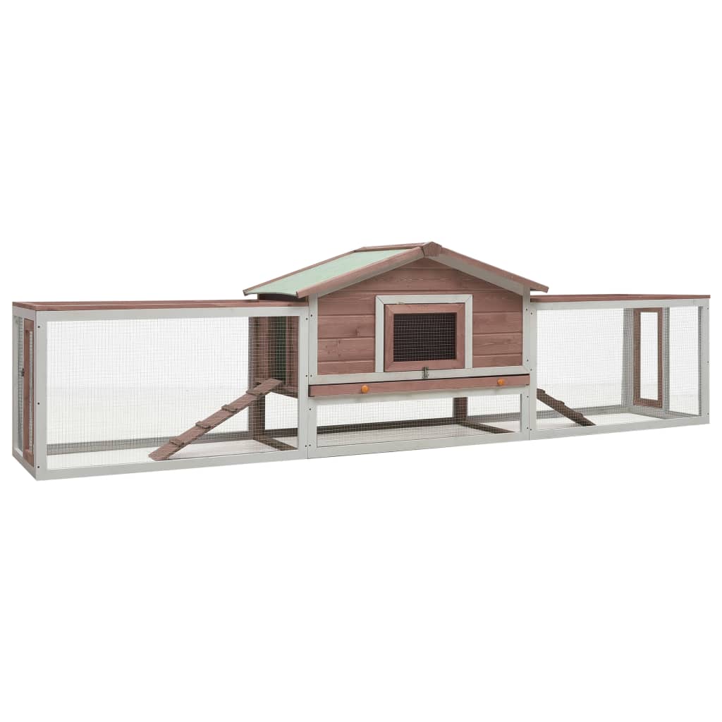 Rabbit Hutch Mocha 310x70x87 cm Solid Pine & Fir Wood - Sid & Sam