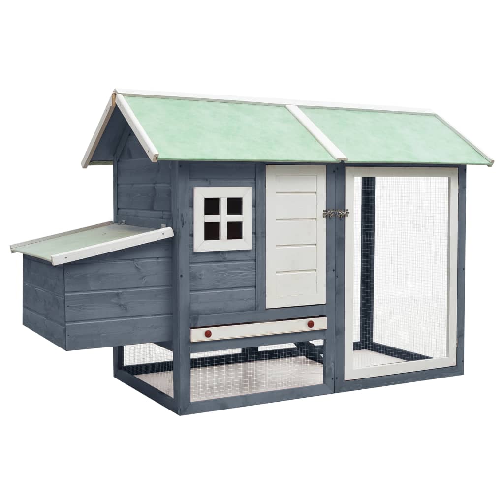 Chicken Cage Grey 170x81x110 cm Solid Pine & Fir Wood - Casper Homes