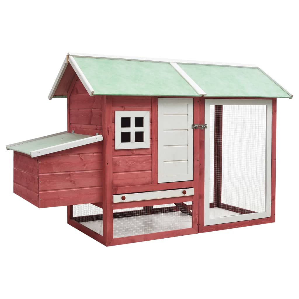 Chicken Cage Red 170x81x110 cm Solid Pine & Fir Wood - Style and Chic