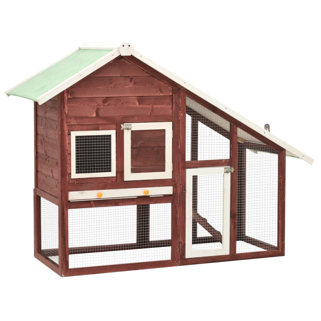 Rabbit Hutch Mocha and White 140x63x120 cm Solid Firwood - Brittle & Co