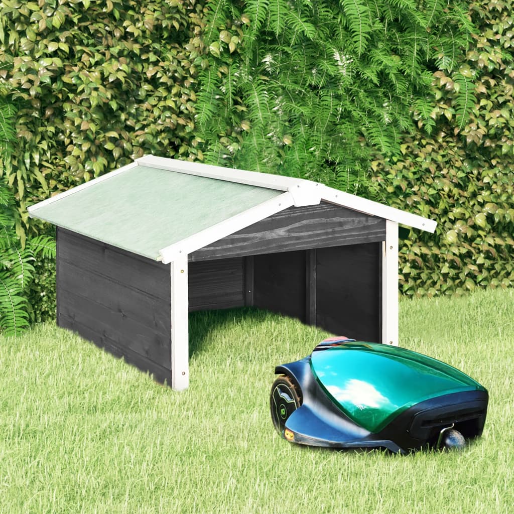 Robotic Lawn Mower Garage 72x87x50 cm Grey and White Firwood - The Home Maker