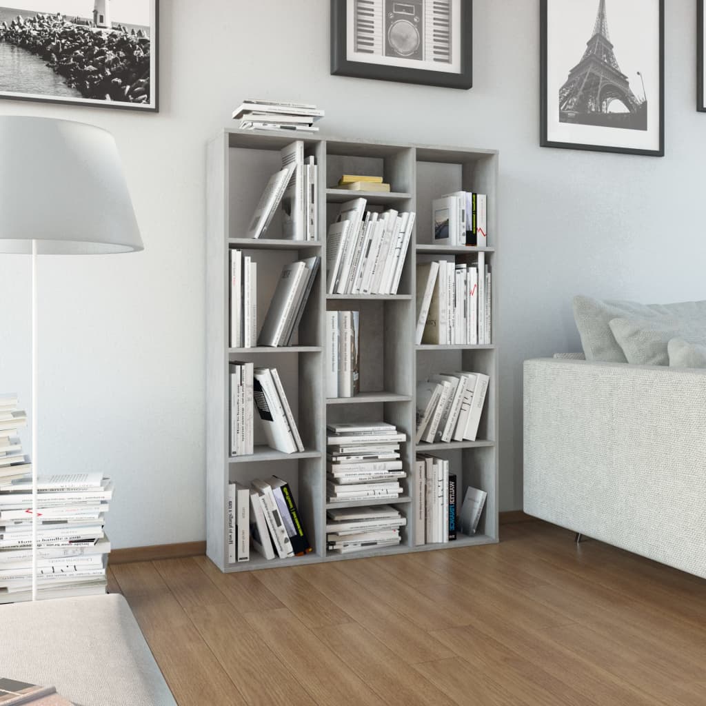 Room Divider/Book Cabinet Concrete Grey 100x24x140 cm Engineered Wood - Brittle & Co