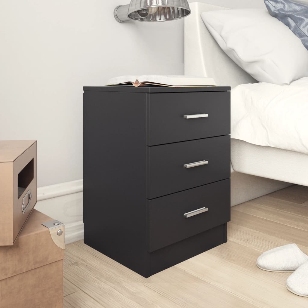 Bedside Table - HERON Nightstand Black 38cm - Unbeatable Bargains