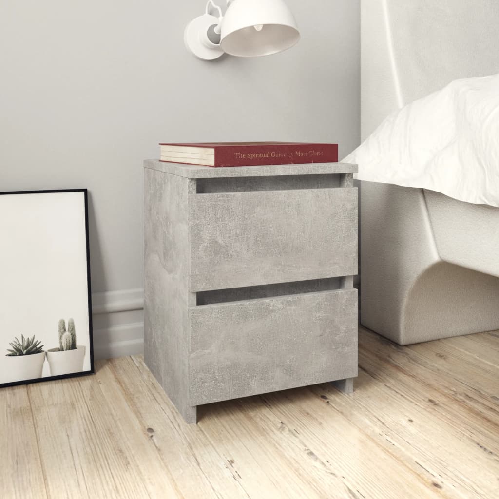 Bedside Table - SALMON 2 Piece Nightstand Concrete Grey 30cm - Sid & Sam