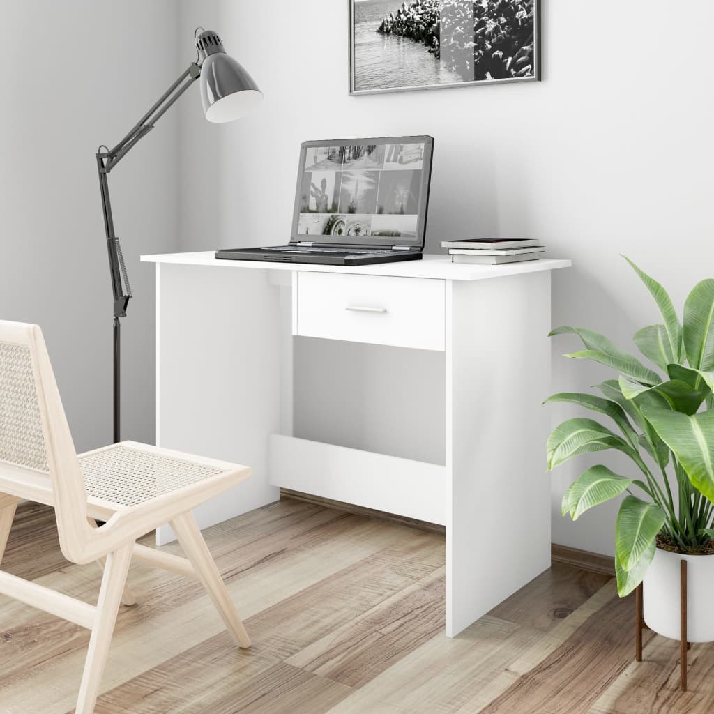 Desk White 100x50x76 cm Engineered Wood - Brittle & Co