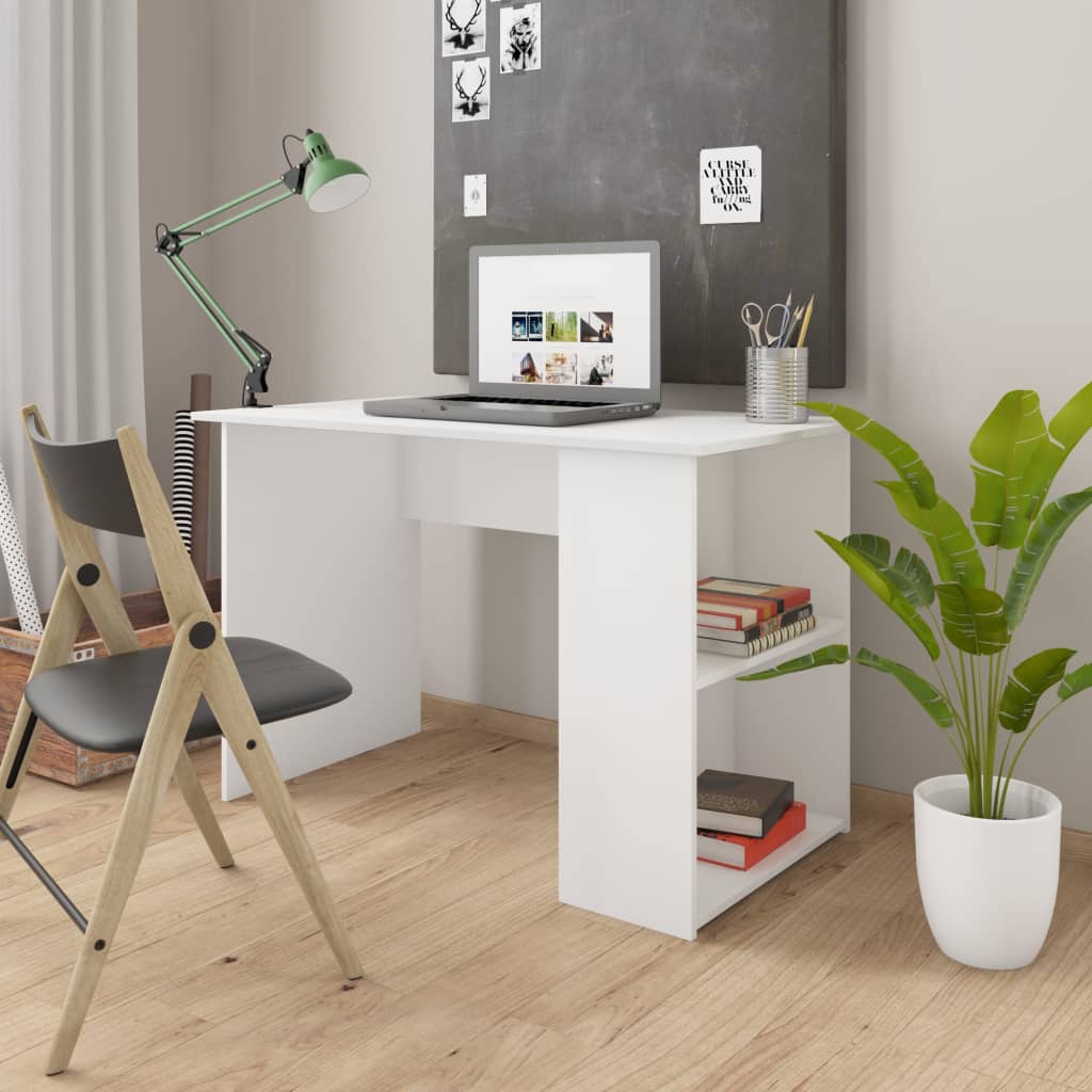 Desk White 110x60x73 cm Engineered Wood - Merlin Deals