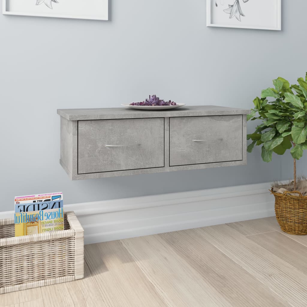 Wall-mounted Drawer Shelf Concrete Grey 60x26x18.5 cm Engineered Wood - Decor Base