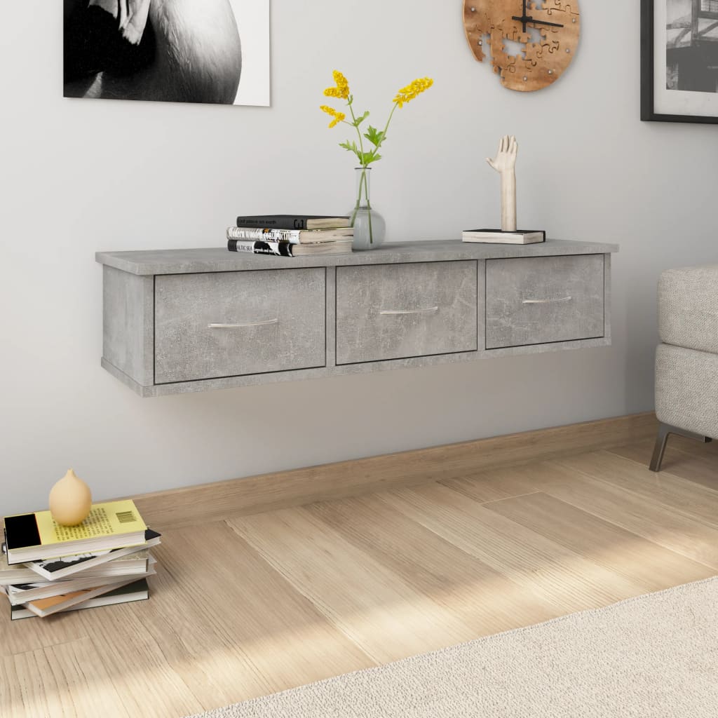 Wall-mounted Drawer Shelf Concrete Grey 88x26x18.5 cm Engineered Wood - Design Hut