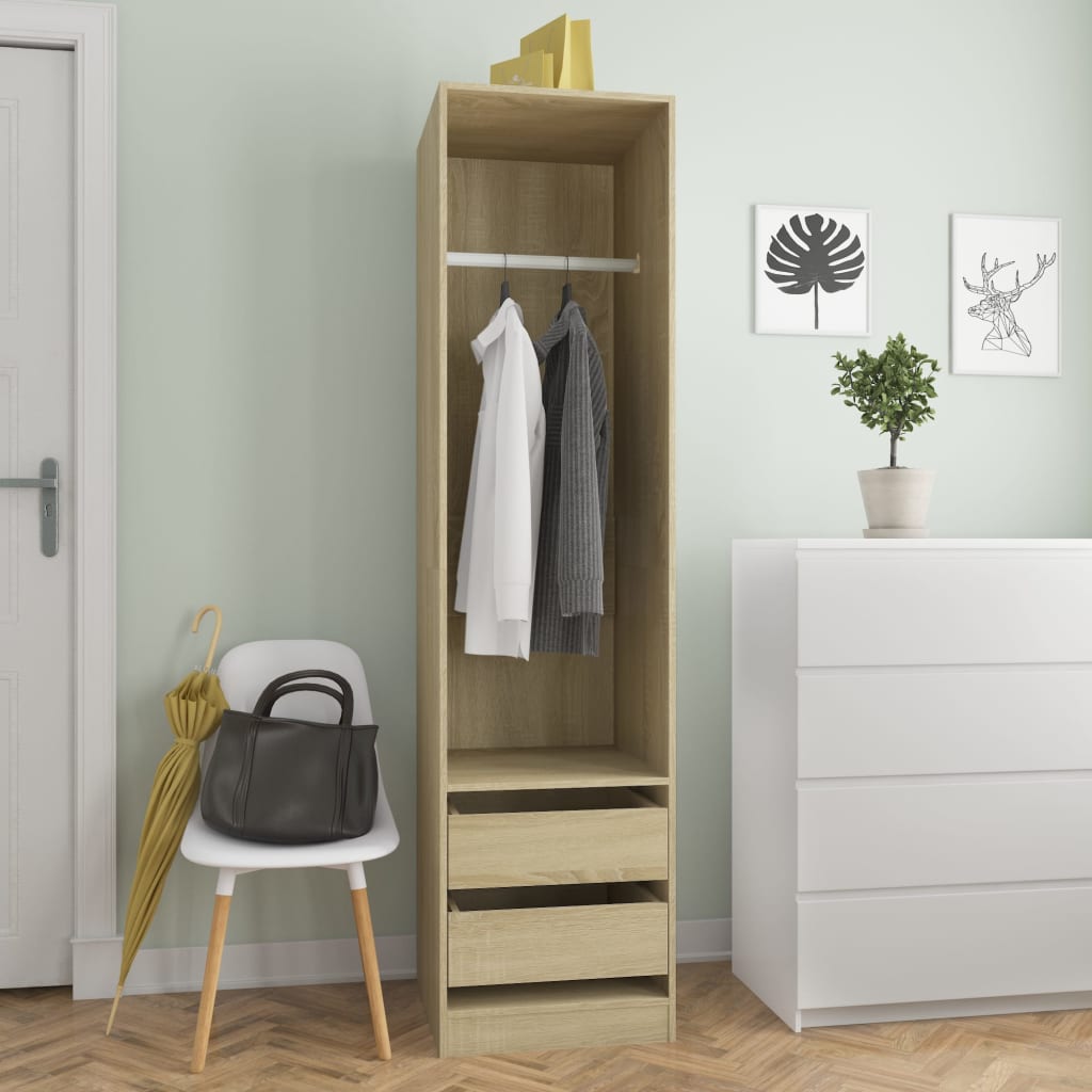Wardrobe with Drawers Sonoma Oak 50x50x200cm Engineered Wood - Casper Homes