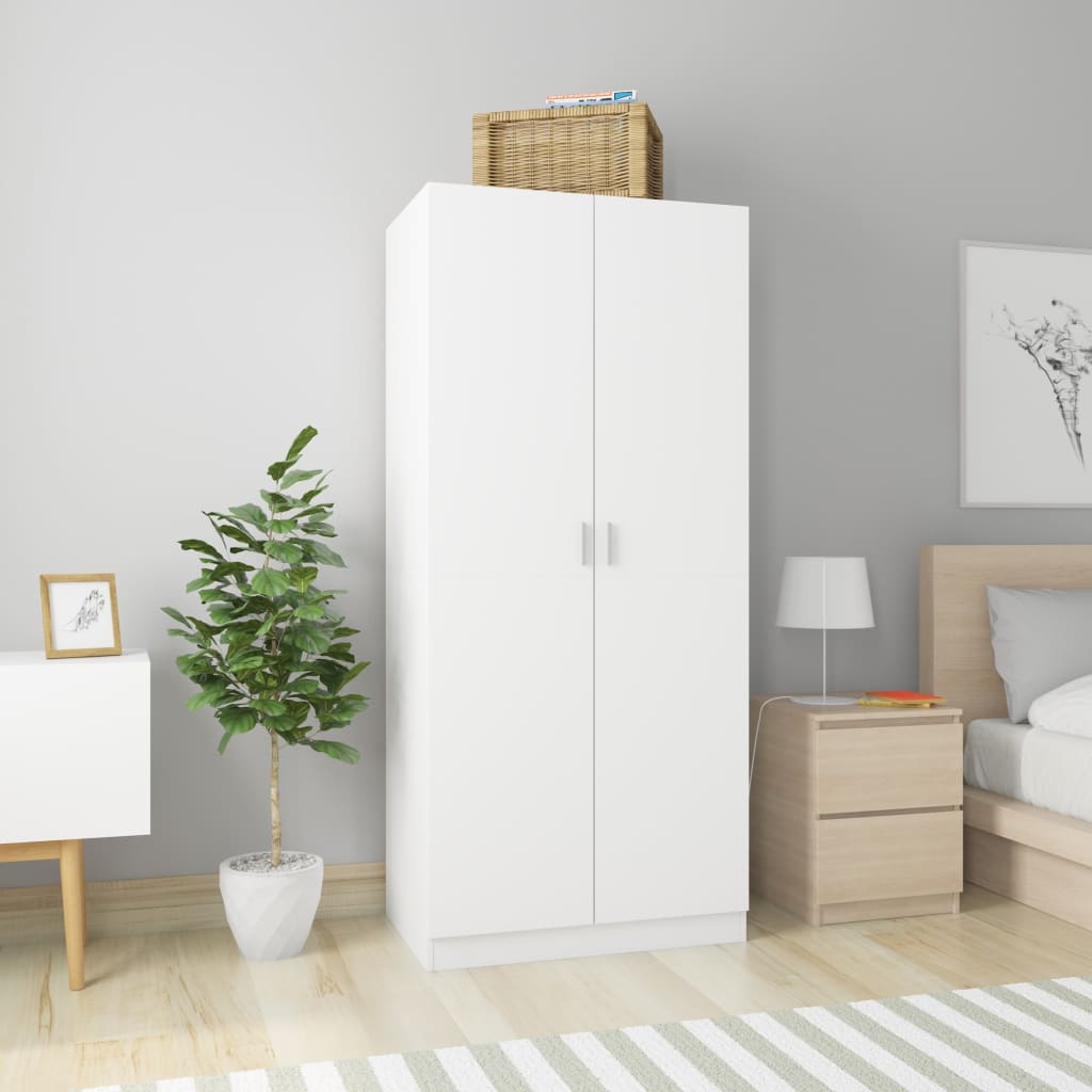 Wardrobe - VALLETTA 2 Door Wardrobe White 80cm - All Things Good
