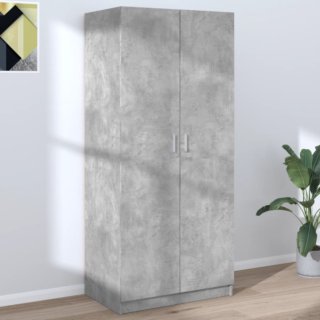 Wardrobe - VALLETTA 2 Door Wardrobe Concrete Grey 80cm - Brittle & Co