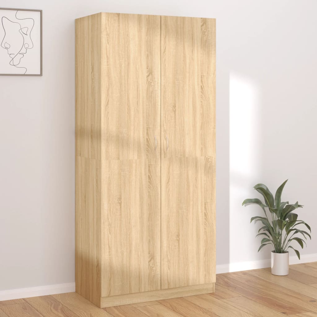 Wardrobe - VALLETTA 2 Door Wardrobe Sonoma Oak 90cm - The Home Maker